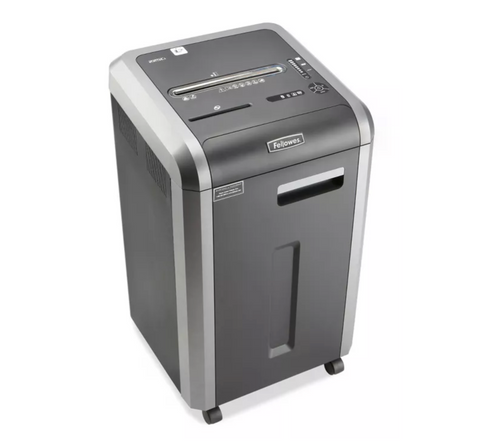 Gray paper shredder on a white background
